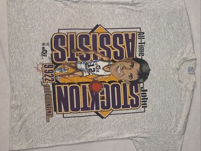 Vintage Salem Sportswear John Stockton Utah Jazz All-Time Assists Caricature T-Shirt XL