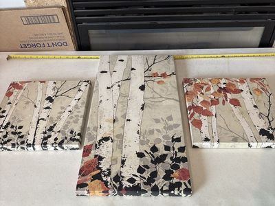 Set of 3 (lightly stained) Aspen Tree Forest Canvas Wall Art Decor