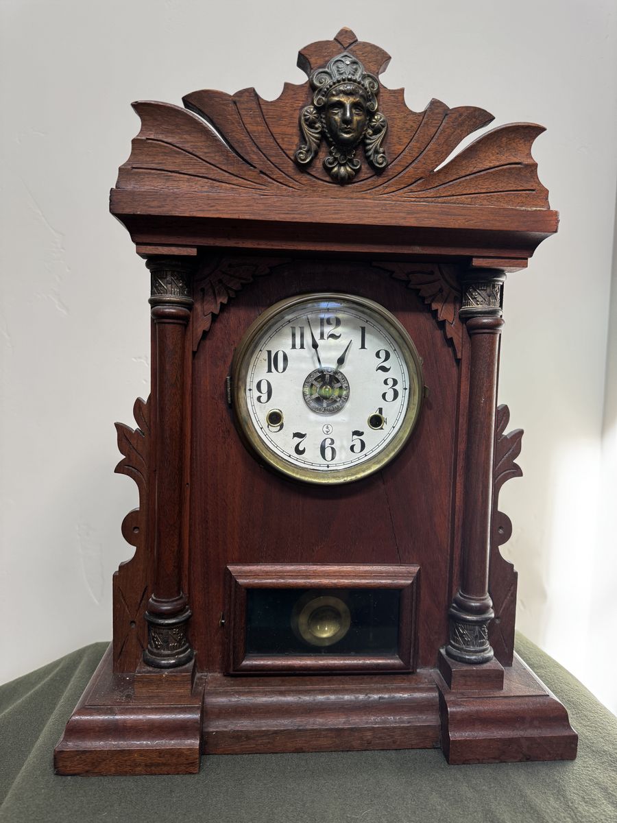 Vintage Victorian Cabinet Mantel Clock with Alarm