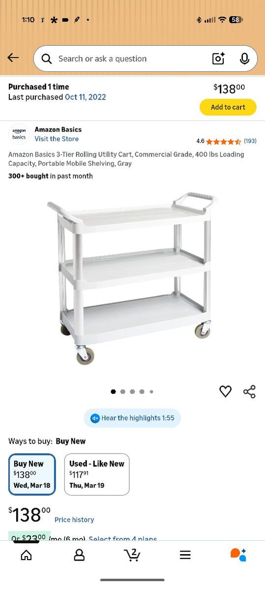 rolling cart