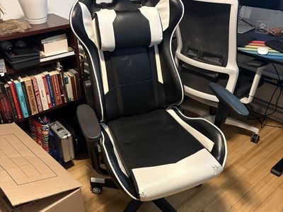 Black & White Ergonomic Swivel Gaming Office Chair with Headrest and Lumbar Support