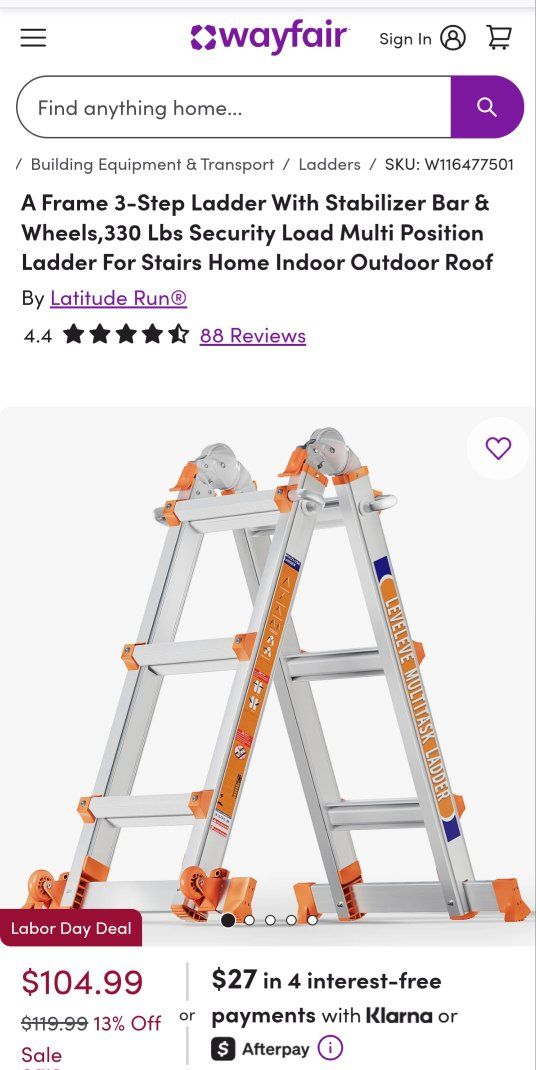 NIB- Leveleve  telescoping multi position 330 lb Capacity ladder