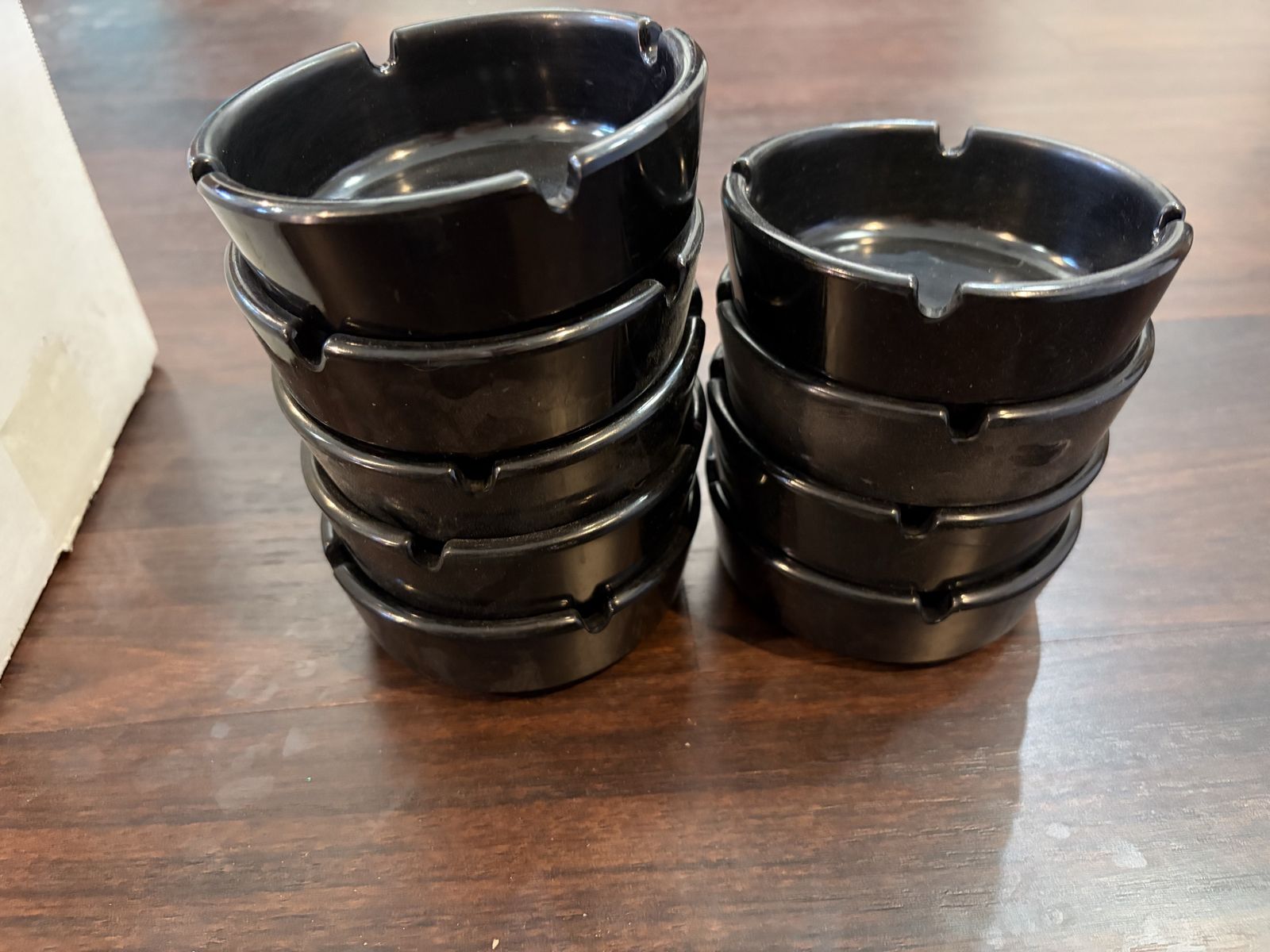Set of 9 Black Plastic Stacking Ashtrays