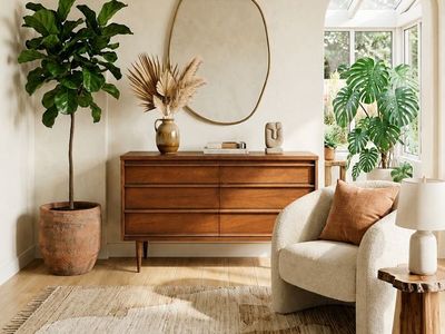 Vintage Mid Century 6-Drawer Walnut Dresser