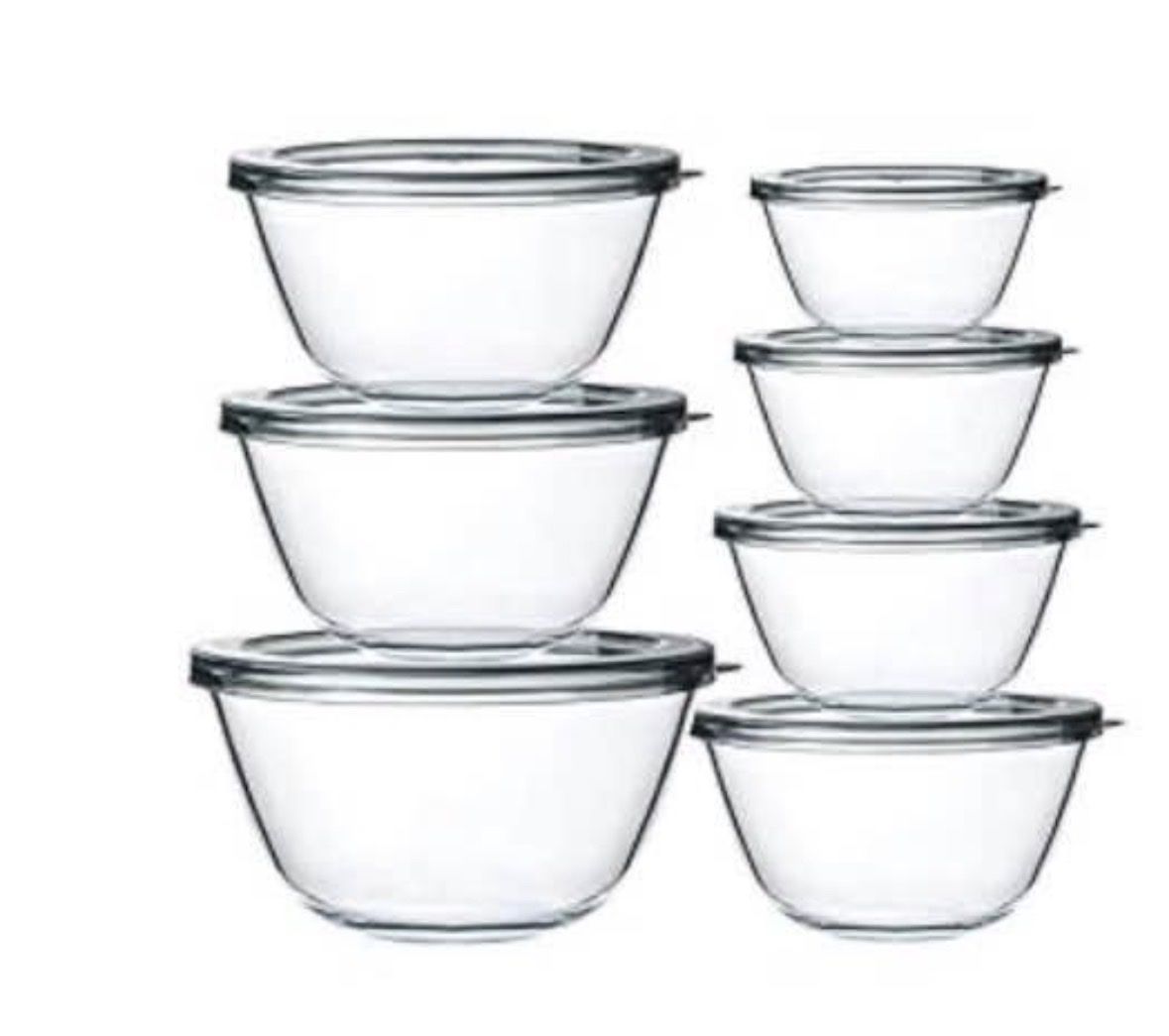 Glass Nesting Bowls with Lids - Kitchen Storage