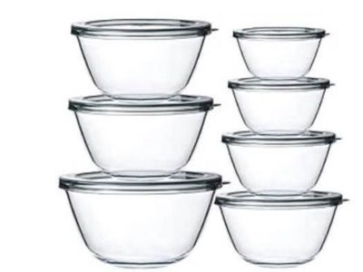 Glass Nesting Bowls with Lids - Kitchen Storage