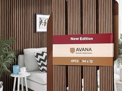 Avana Acoustic Wood Wall Panels, 93.2x11.25 Inch Panels, Fits 94x12 Layout–4 PCs, Durable Wood Pane