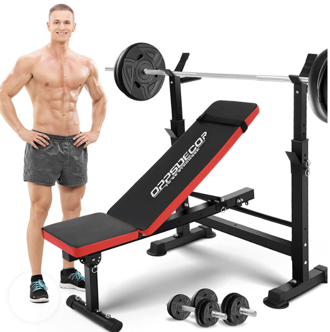 NEW 600Lbs Adjustable Weight Bench Workout Bench with Squat Rack 8 in 1 Olympic