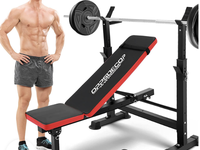 NEW 600Lbs Adjustable Weight Bench Workout Bench with Squat Rack 8 in 1 Olympic