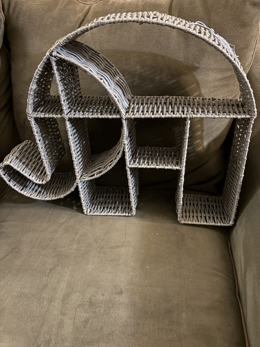 Gray Wicker Elephant Shelf