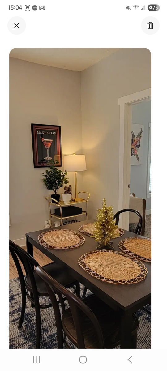 Dining table extends for 8 guests with 4 chairs