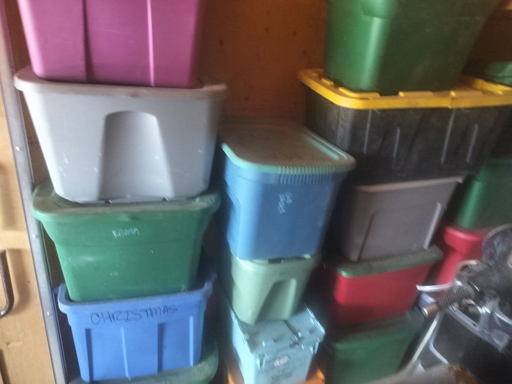 Assorted Plastic Storage Totes and Bins - Used