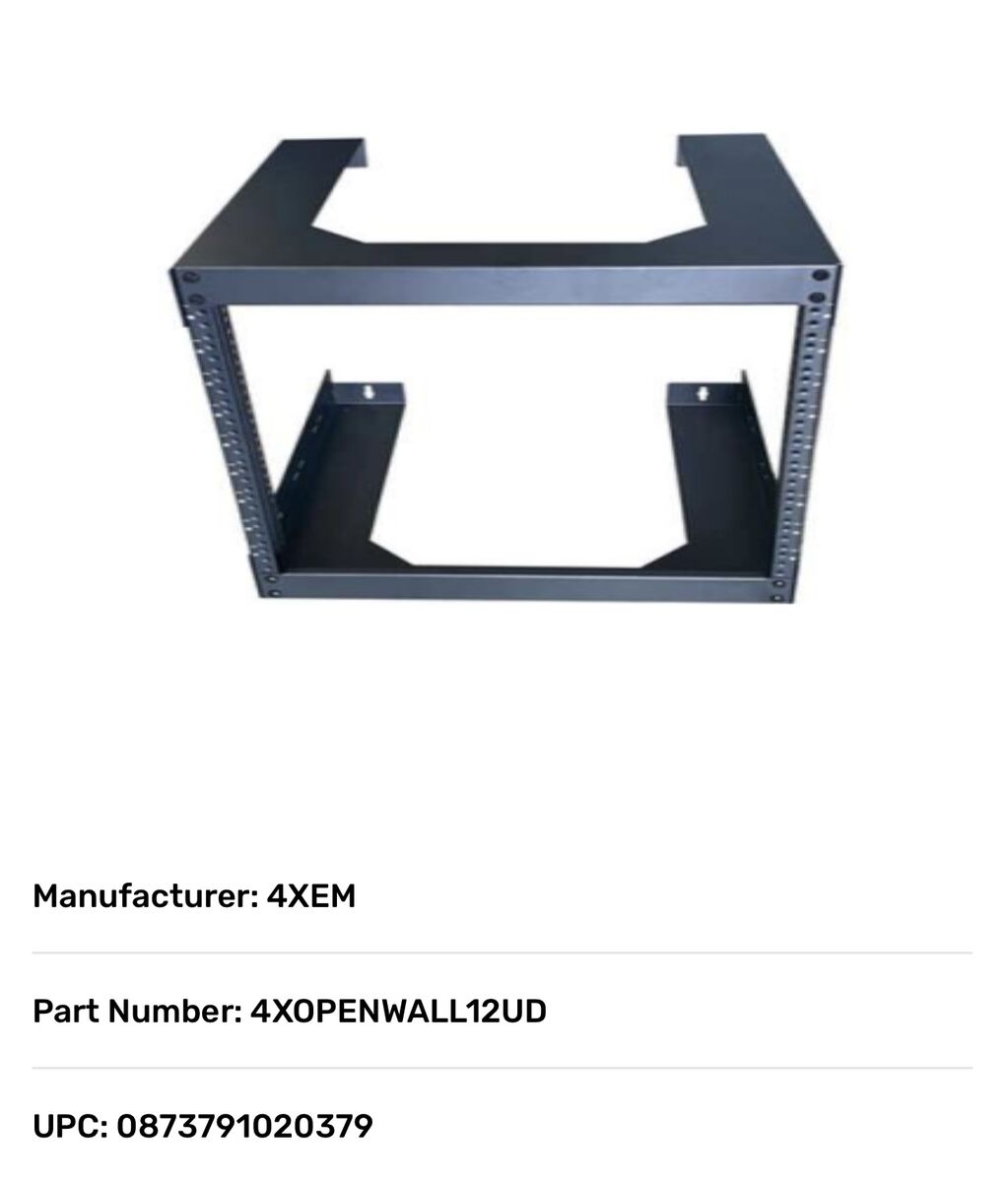 4XEM 12U Wallmount Open Frame