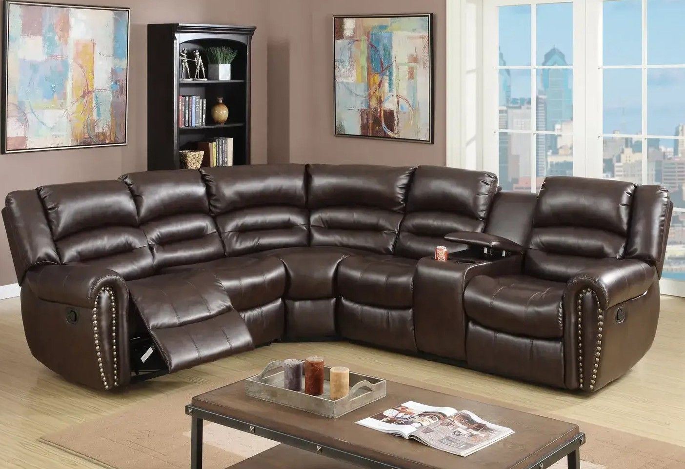 NEW RECLINING Leather SECTIONAL - NEW IN BOX