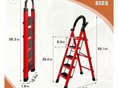 Brand new Red Heavy Duty 5-Step Folding Ladder