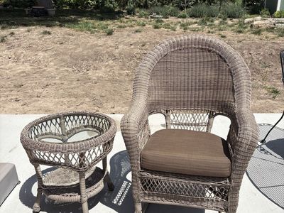 Outdoor Wicker Rocker Rocking Chair w Side Table