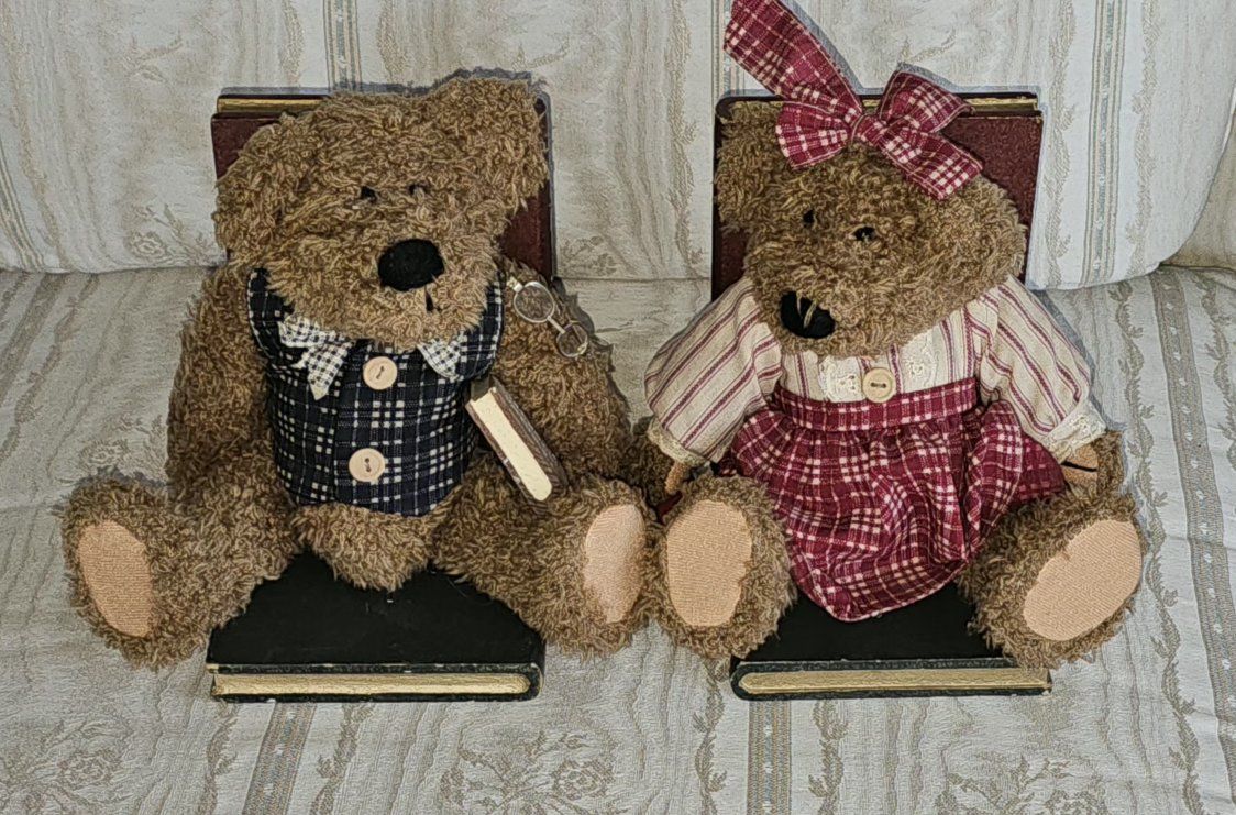 Bookends Wood Teddy Bears 7"×7"