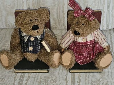 Bookends Wood Teddy Bears 7"×7"