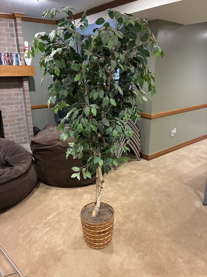 Faux Tree and wooden/woven pot