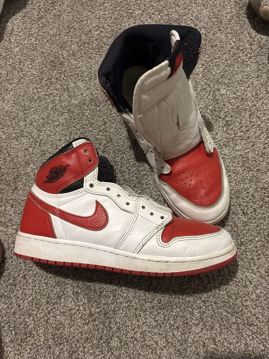 Nike Air Jordan 1 Mid Red White Black Youth Sneakers size 6.5