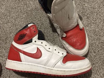 Nike Air Jordan 1 Mid Red White Black Youth Sneakers size 6.5