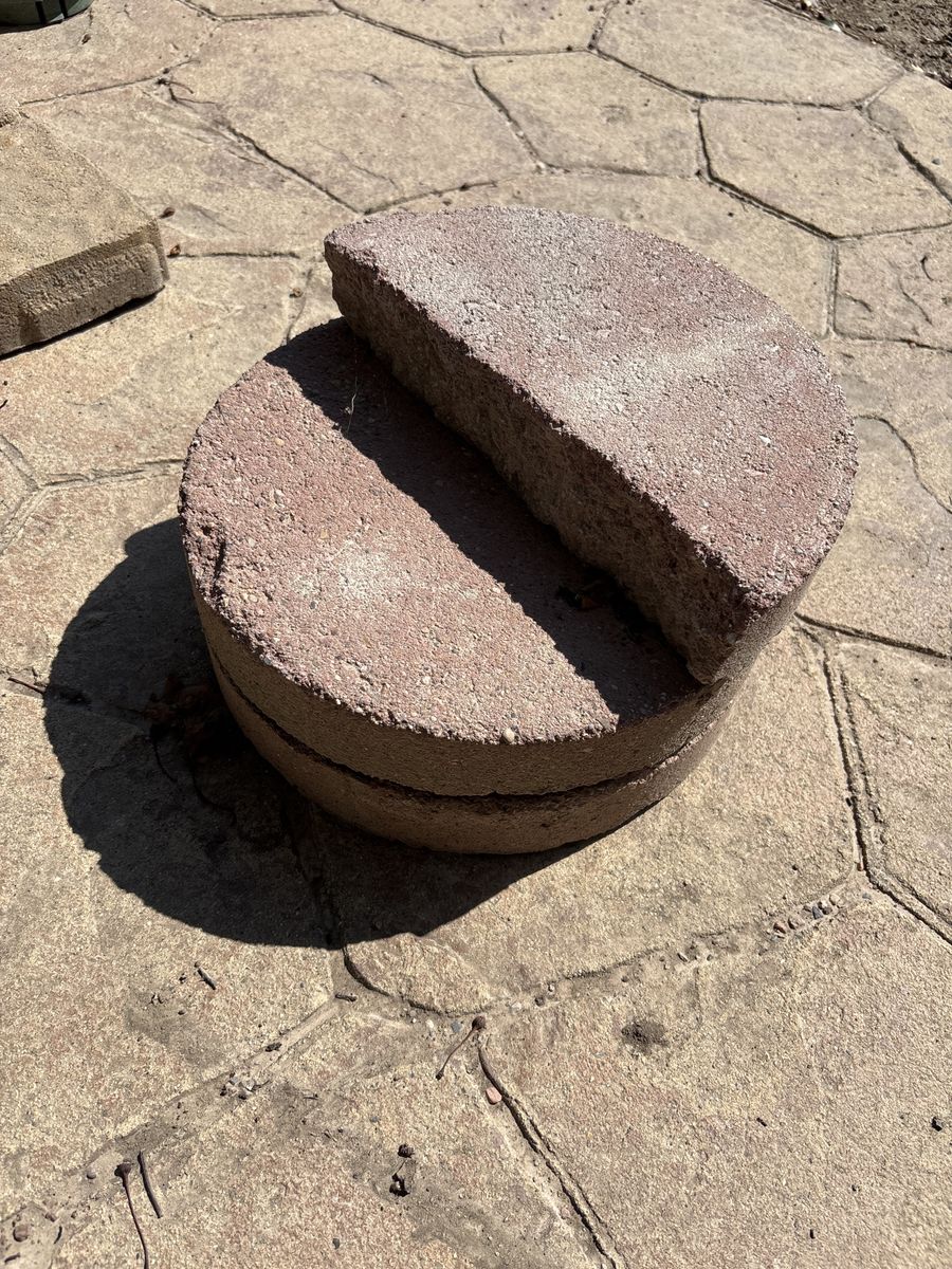 Red Concrete Patio Pavers - Round & Half-Round Edging Blocks for Landscaping