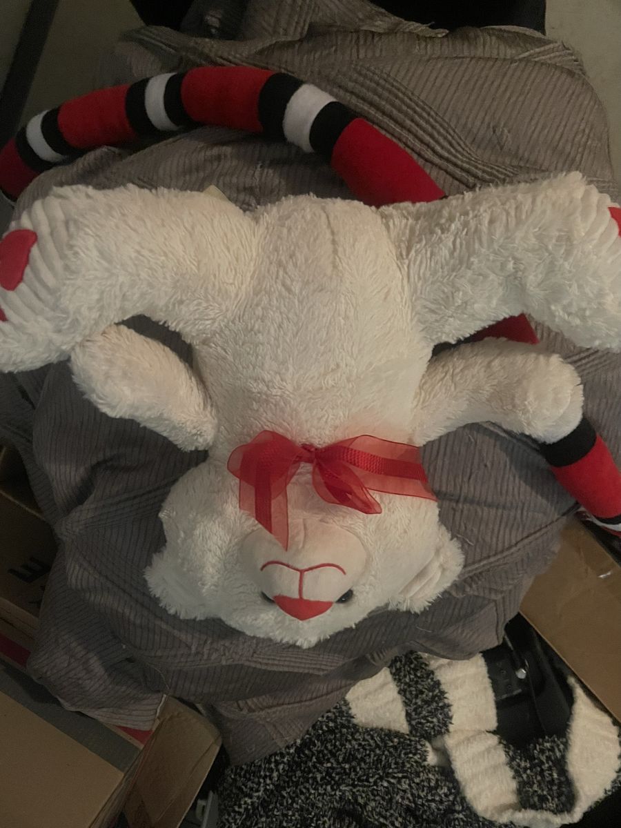 White Stuffed Bear Plush Toy with Red Bow