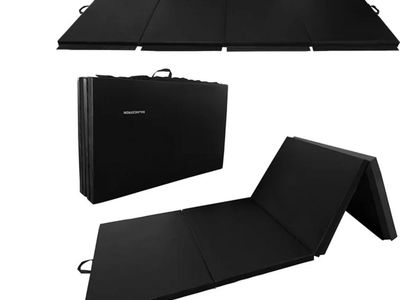 NEW BalanceFrom All Purpose 4'x10'x2" Extra Thick High Density Anti Tear Gymnastics Gym Folding Exercise Aerobics Mats, Black