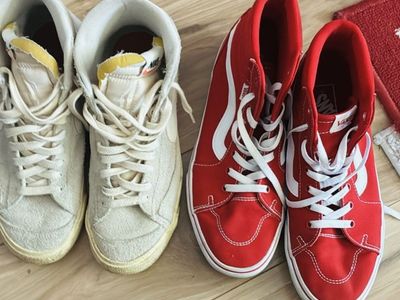 Vans Sk8-Hi Red & Nike Blazer Off-White High-Top Sneakers - Women's US 9.5 Lot