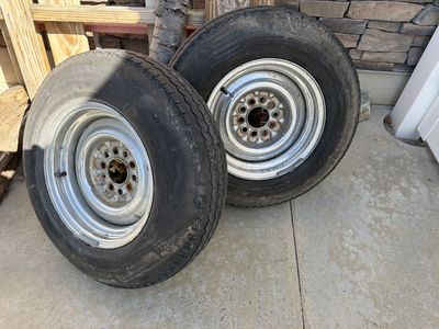 Tires & Wheel Off Boat Trailer