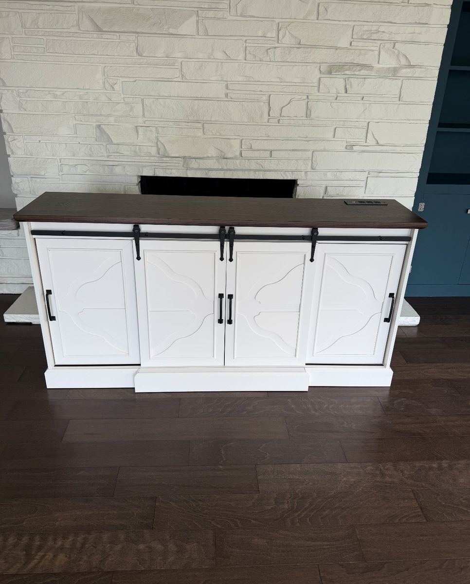 Large White Farmhouse Style Television Cabinets