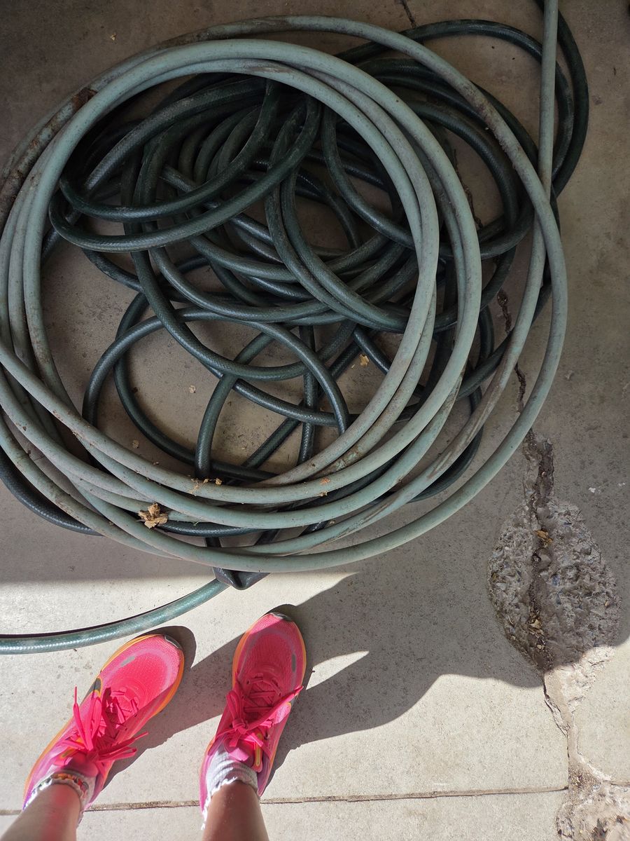 Used Garden Hose - Green, Durable Outdoor Water Hose