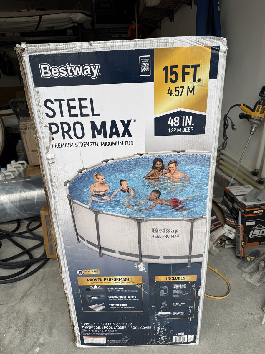 NIB: Bestway Steel Pro MAX 15' x 48" Above Ground Pool Set