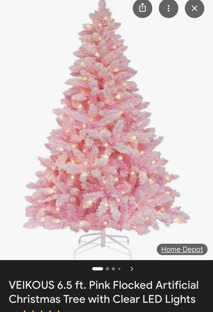 6' Flocked Pre-lit Pink Christmas Tree