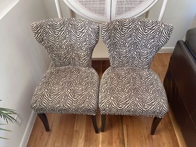 (2) Zebra High Back Chairs W/ Nail Head Trim