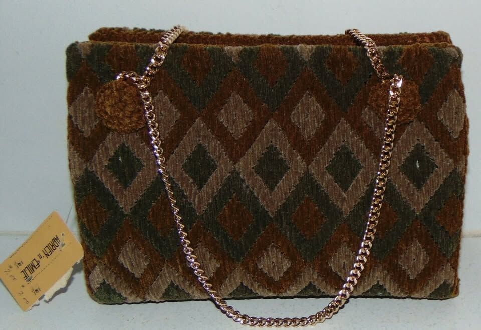 Walborg Original Design Hand Bag Crush Velvet with Chain Handles '67 Japan Purse