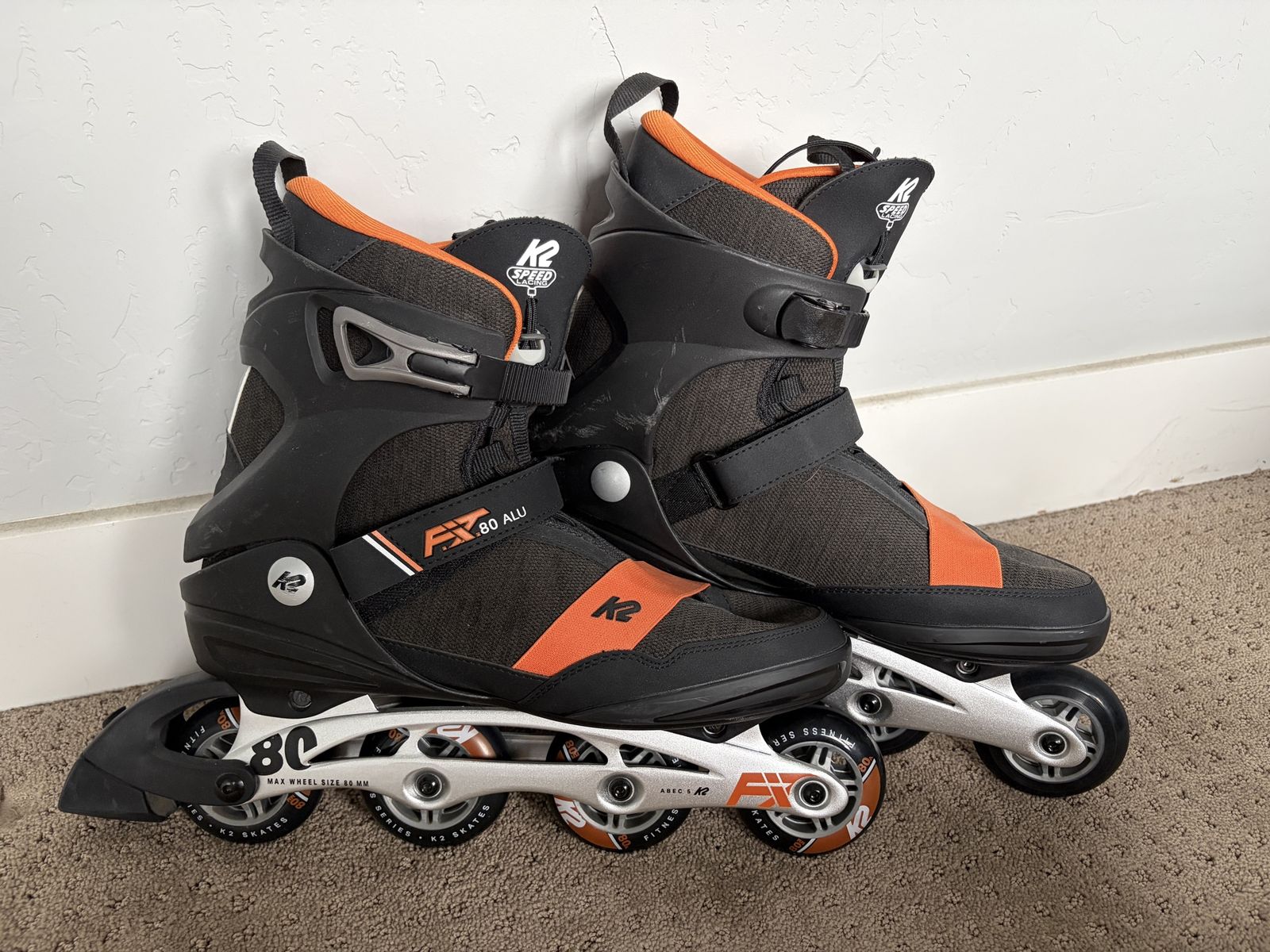 Size US 13 - K2 F.I.T. 80 ALU Inline Skates + K2 Protective Gear Set