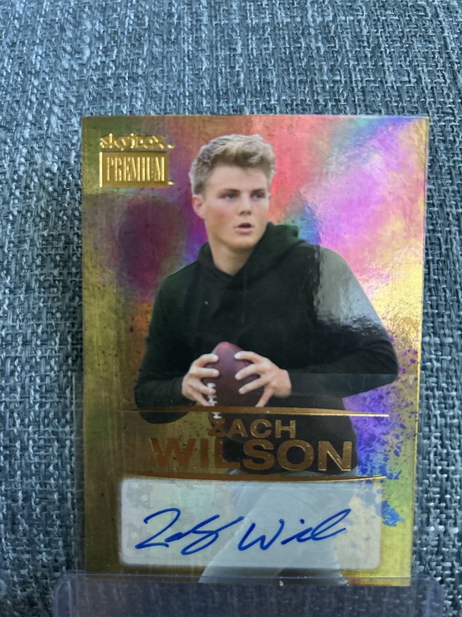 2021 Skybox Premium Zach Wilson Autographed Football Card Metal Universe BYU COUGARS & New Orleans Saints Auto Hand Signed COA