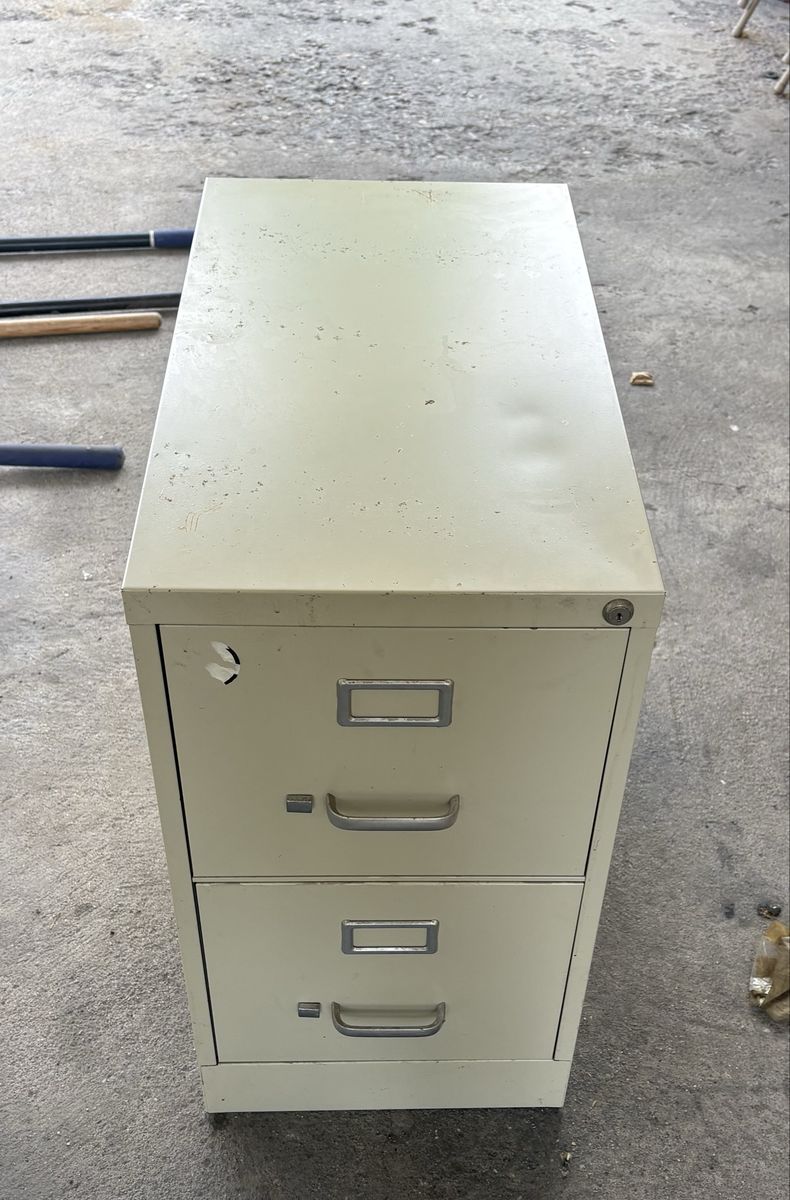 Metal 2-Drawer Filing Cabinet - Beige Office Storage
