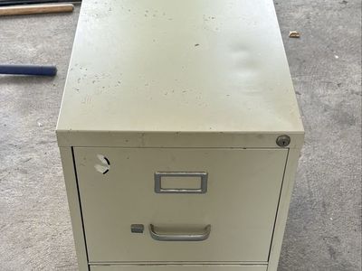 Metal 2-Drawer Filing Cabinet - Beige Office Storage