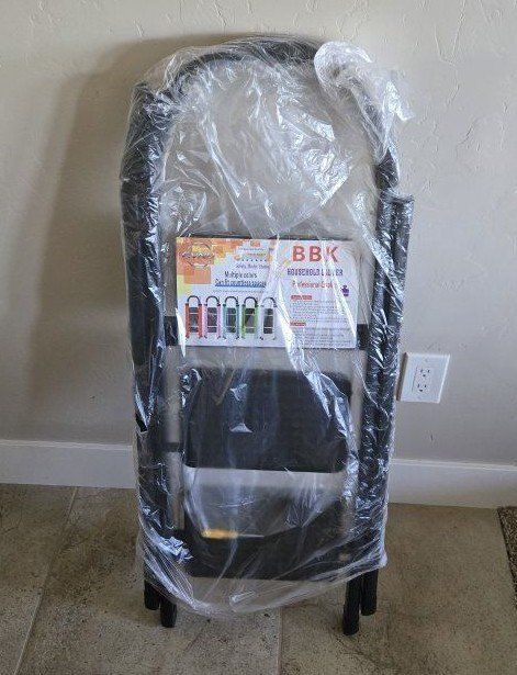 BBK 3-Step Folding Household Ladder Portable Step Stool - Black brand new