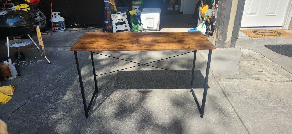 Rustic Industrial Console Table/Desk - 47" x 22" Dark Wood Finish