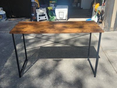 Rustic Industrial Console Table/Desk - 47" x 22" Dark Wood Finish