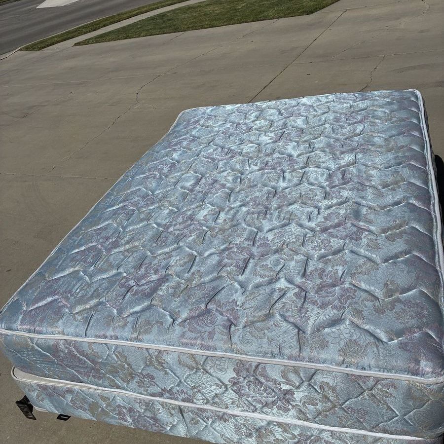Queen Mattress, box spring, metal frame