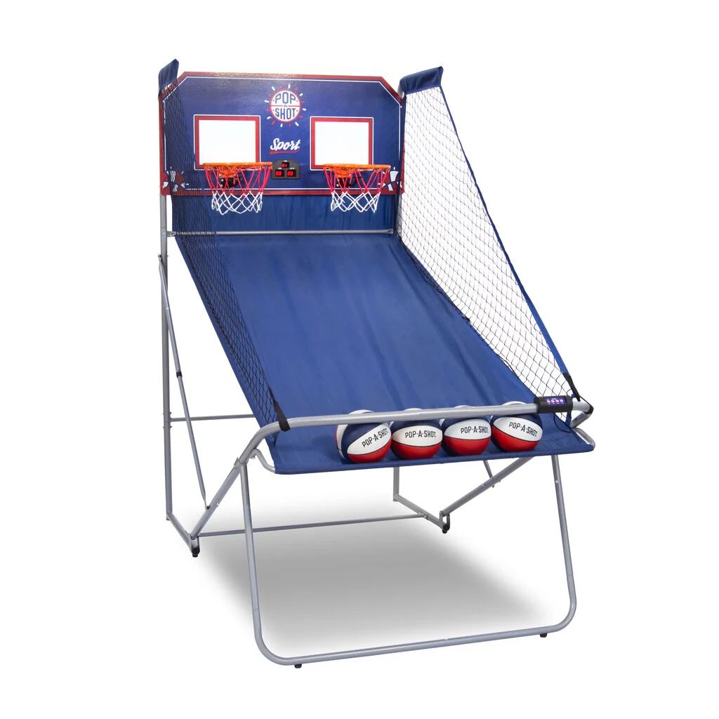 Pop-A-Shot Sport Dual Shot Arcade Basketball Game with Electronic Scorer and 4 Mini Basketballs
