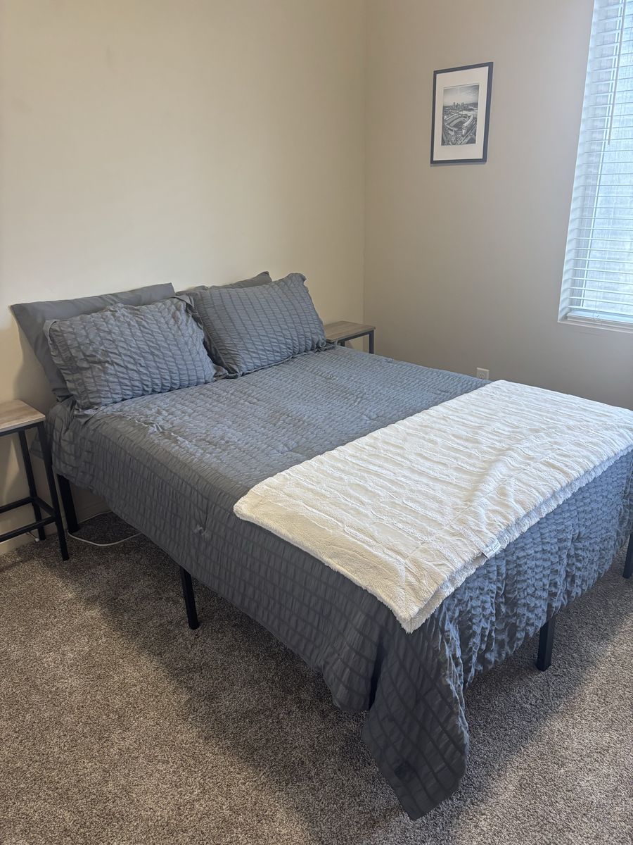 Full Size Bed Frame & Mattress - Barely Used, Firm, Great Quality