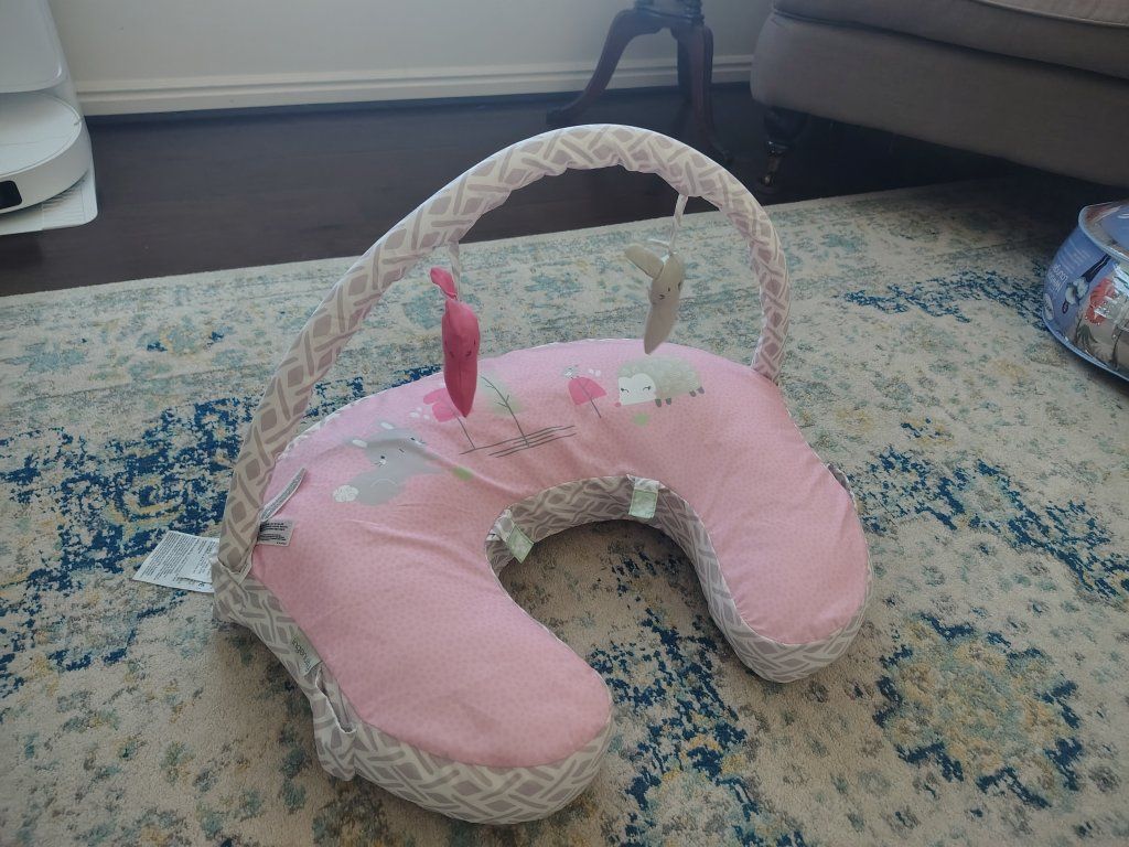 C-Shaped Baby Support Pillow with Toy Bar