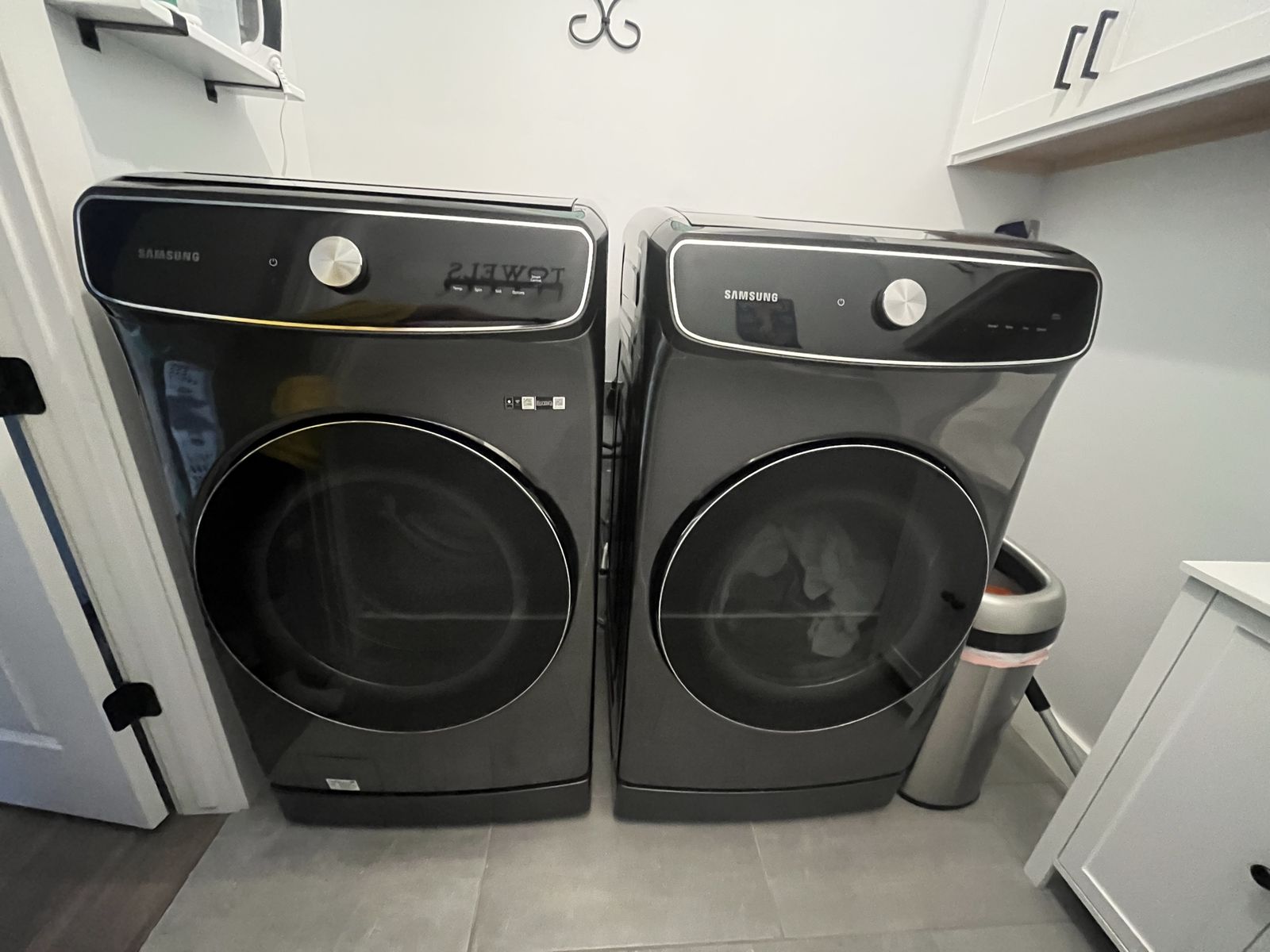 Samsung Front Load Washer and Dryer Set Black Stainless Steel