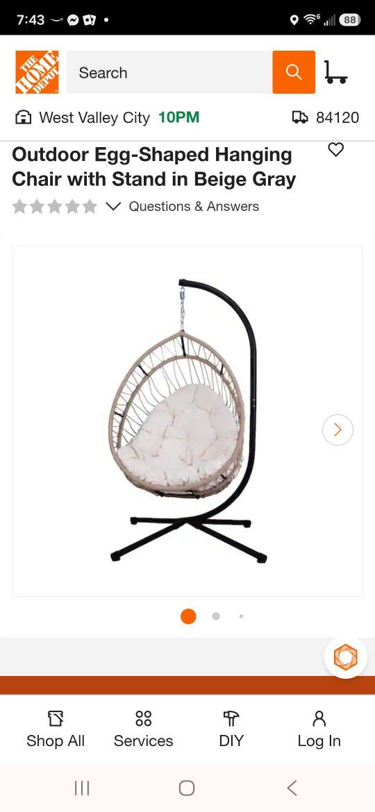 Outdoor Egg-Shaped Hanging Chair with Stand - Beige Gray Wicker Rattan