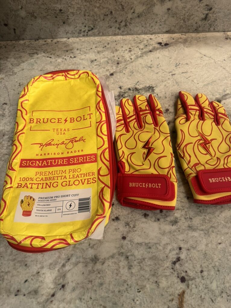 New Bruce Bolt Batting Gloves Size YXL Baseball